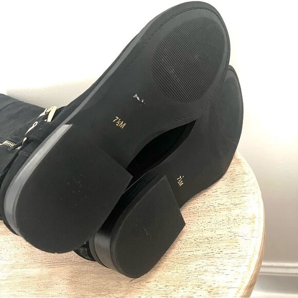 G by Guess Harson 5 Wide Calf Faux Suede Black Knee High Zip Up Boots Black 7.5 - Picture 12 of 13